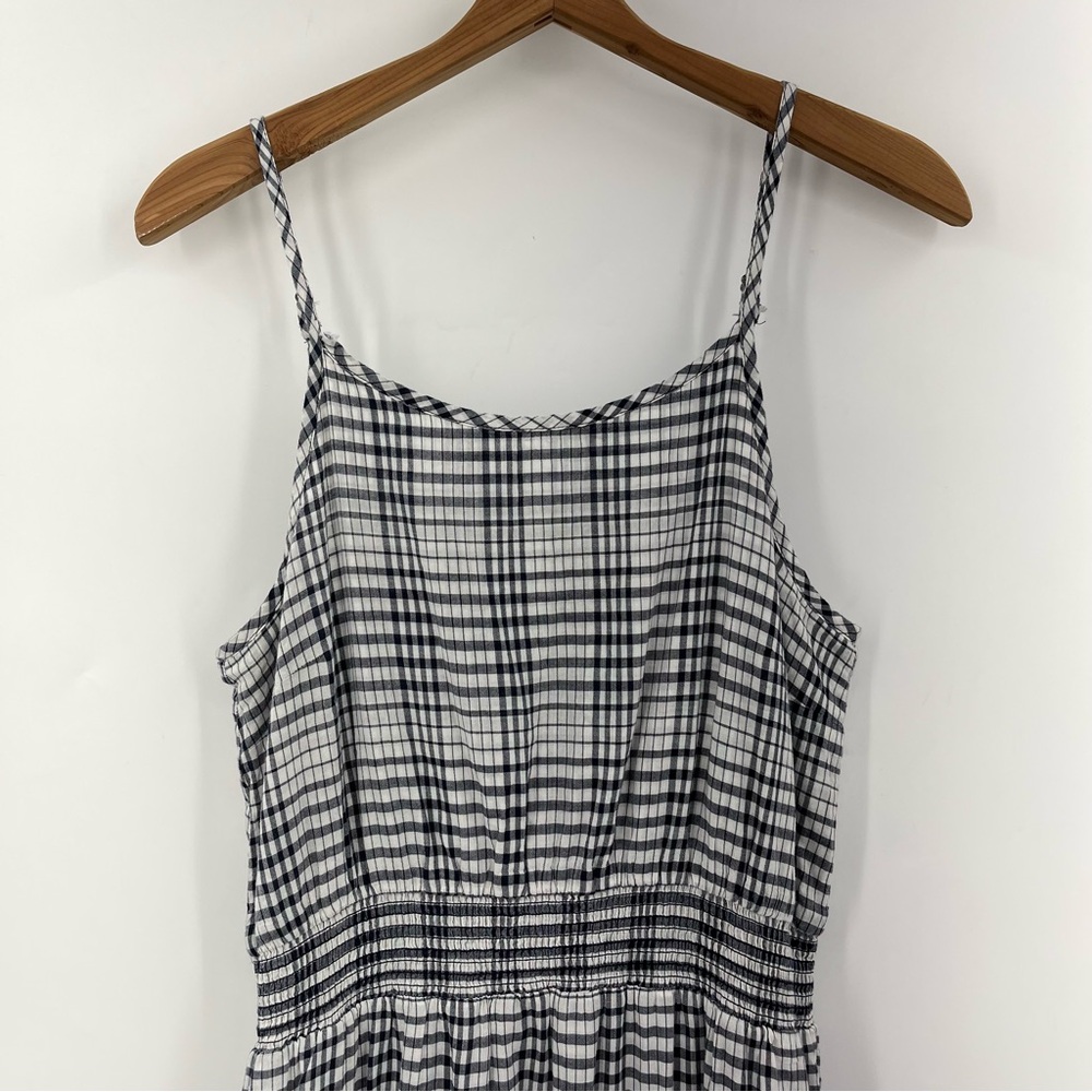Toad&Co S Airbrush Maxi Dress Organic Cotton blue Stripe plaid sleeveless - Picture 9 of 13